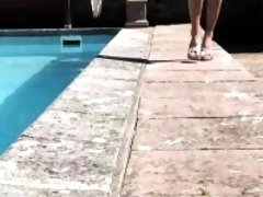 British blonde skinny dips before fingering her tight pussy