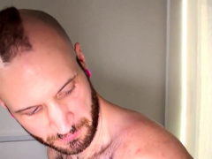 Tattooed hairy wolf anally fucked from behind