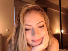 Cute blonde teen rubs on webcam