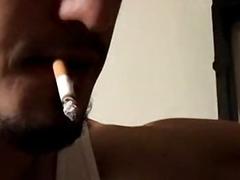 Straight smoker stroking hard in solo masturbation session