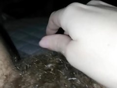 playing with my wet hairy big clit cummy pussy grool after orgasm