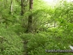 Extreme rough gay orgy with four horny studs in the woods