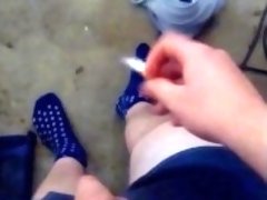 Teen Boy smokes in Boxershorts