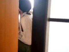 Voyeur spying on a sexy Japanese babe getting pounded hard