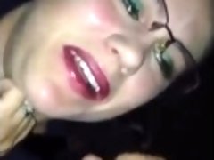 Laughing Slut Gets Messy Facial on Glasses