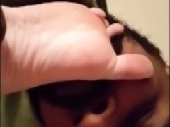 Sexy milf gets feet and pussy licked by big black man