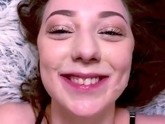 Two Amateur Teens Give Amazing Handjob Blowjob Facial and Swallow Cum In Homemade BGG Threesome