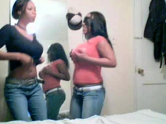 2 Large Breasted Ebony Lesbians Put On Cam Show